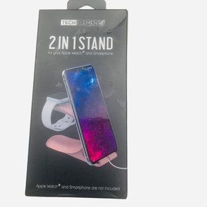 Tech Elements 2 in 1 Blue Wired Charging Stand For Apple Watch and Smartphone OS